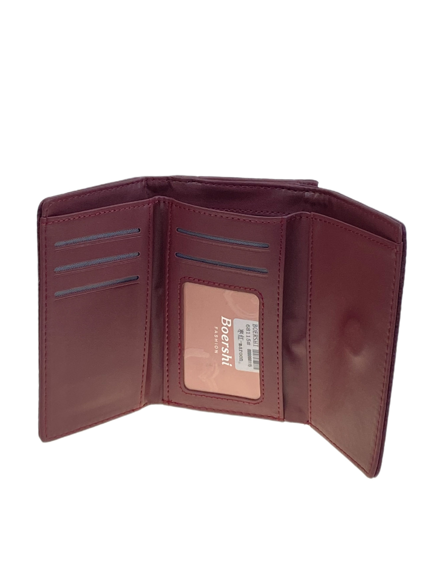 На фото 2 -  Женское портмоне из искусственной кожи, цвет бордовый