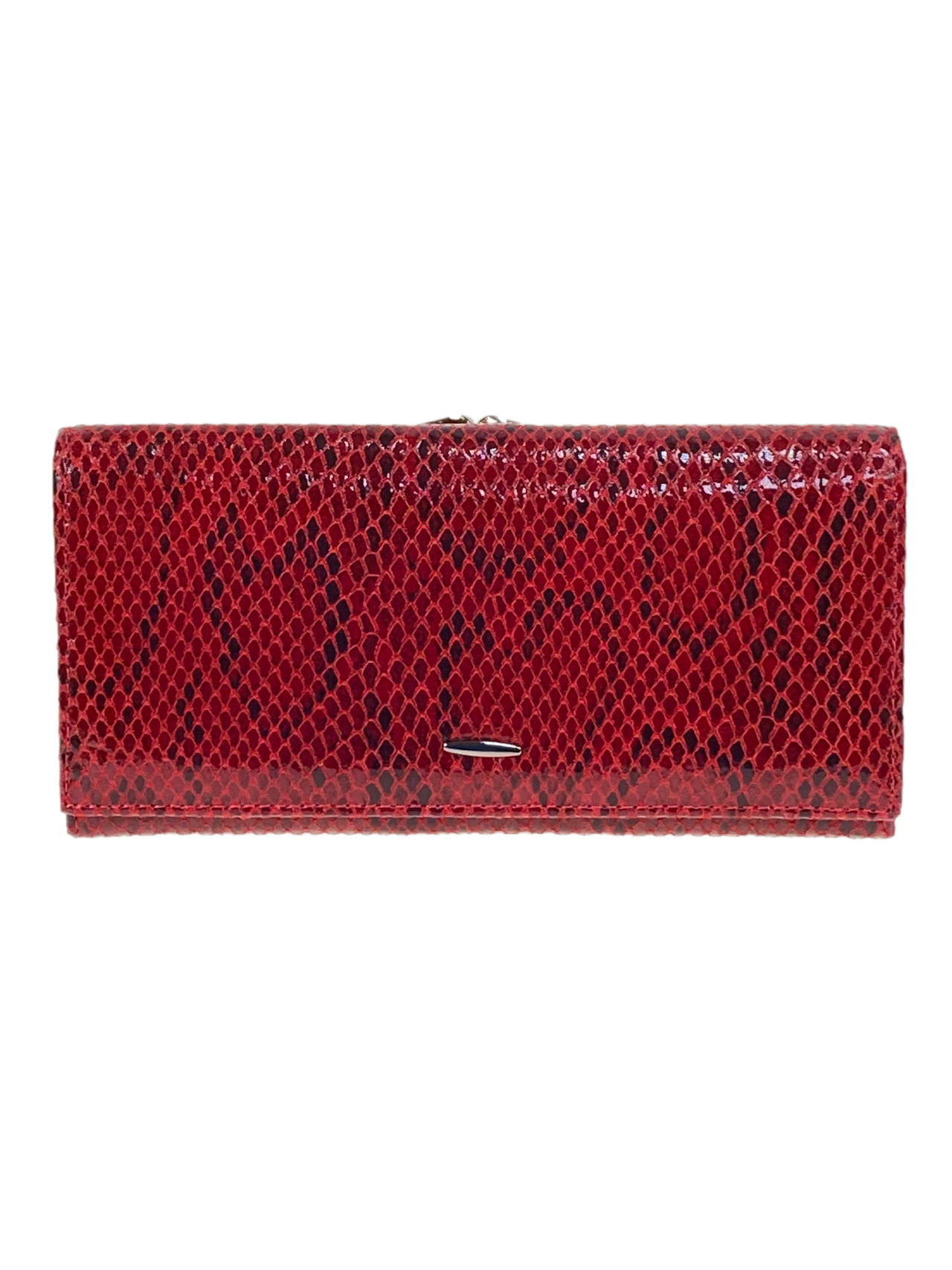 На фото 1 - Женское портмоне с фермуаром из натуральной кожи, цвет бордовый