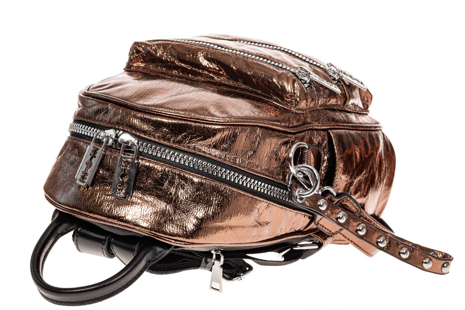 На фото 3 - Классический городской рюкзак из искусственной кожи, цвет бронза