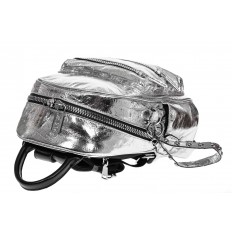 На фото 3 - Классический городской рюкзак из искусственной кожи, цвет серебро