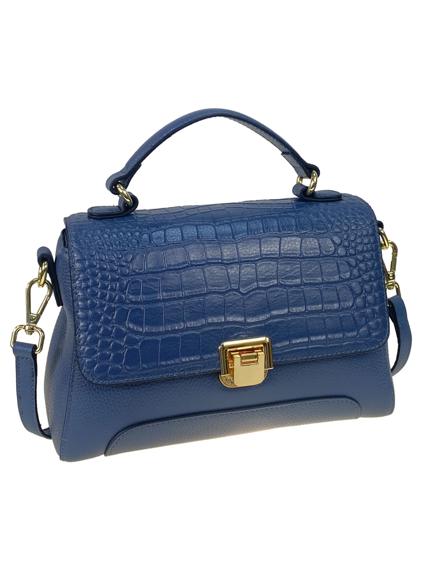 На фото 1 - Женская сумка из натуральной кожи цвет синий 