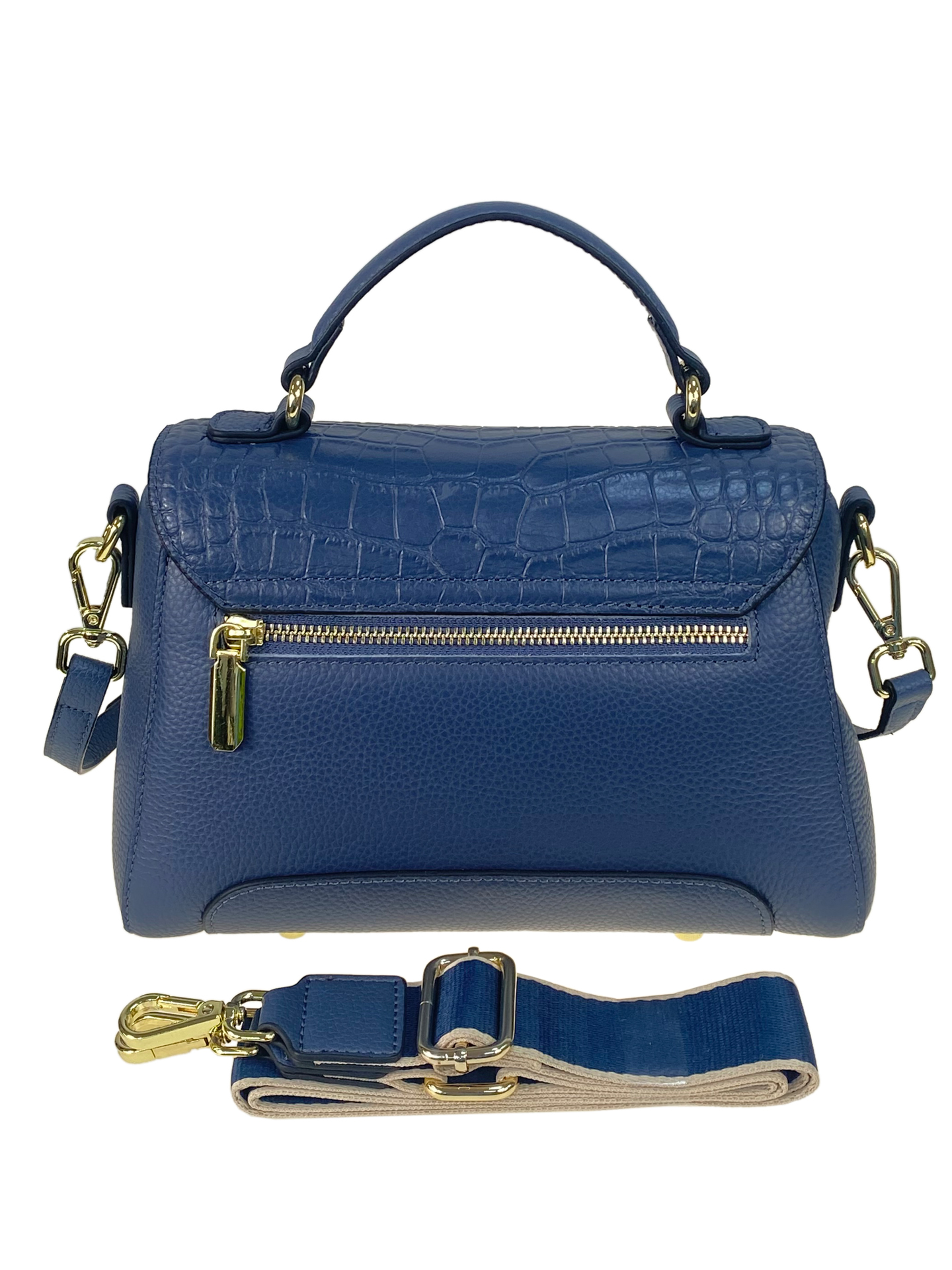 На фото 2 - Женская сумка из натуральной кожи цвет синий 