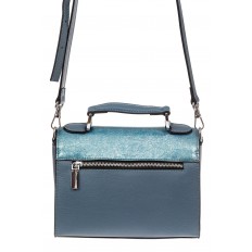 На фото 2 - Классическая сумка из натуральной кожи, цвет серо-голубой