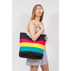 На фото 4 - Пляжная сумка-шоппер с ручками из каната, цвет черный
