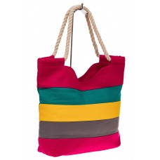 На фото 1 - Пляжная сумка-шоппер с ручками из каната, цвет красный