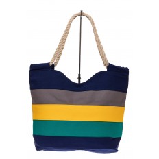 На фото 2 - Пляжная сумка-шоппер с ручками из каната, цвет синий