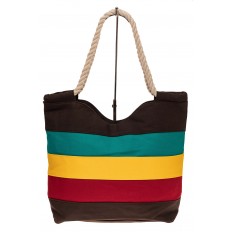 На фото 2 - Пляжная сумка-шоппер с ручками из каната, цвет коричневый