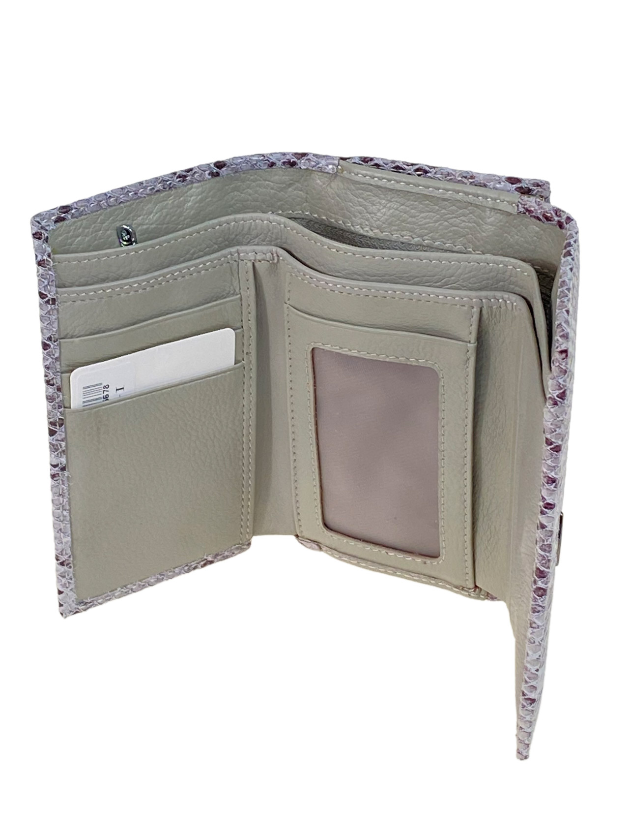 На фото 2 - Женский кошелек с фермуаром  из натуральной кожи, цвет серый