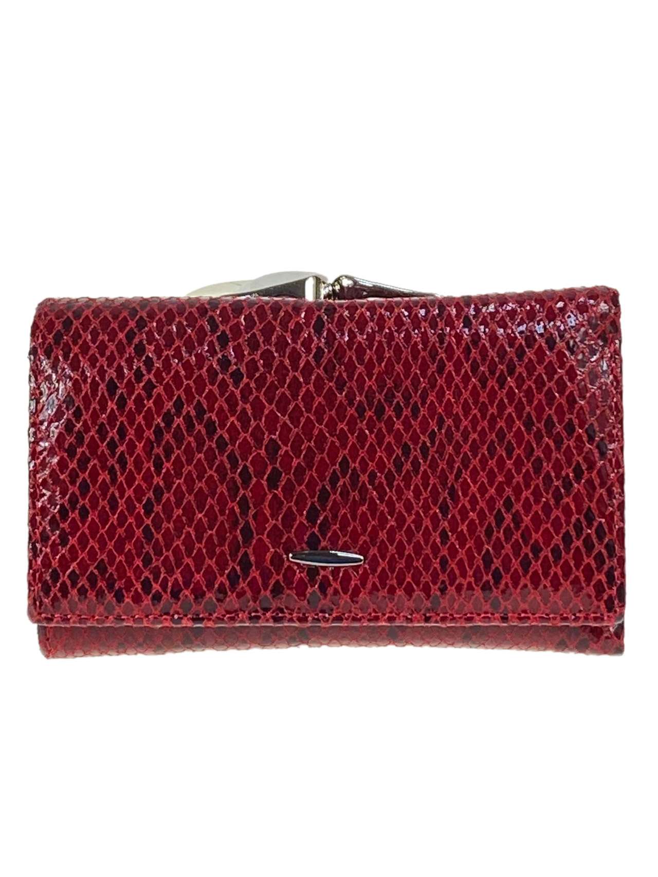 На фото 1 - Женский кошелек с фермуаром  из натуральной кожи, цвет  бордовый