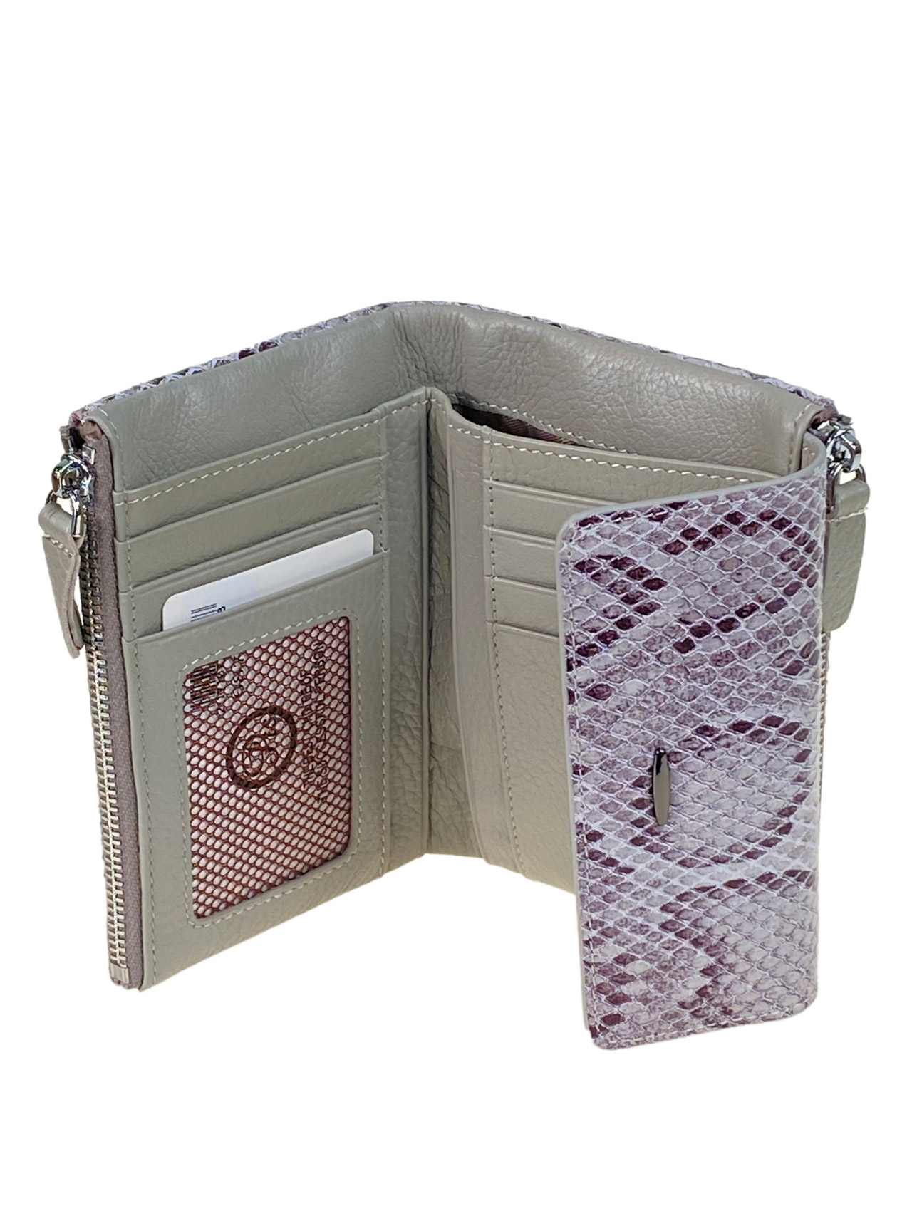 На фото 2 - Женский кошелек  из натуральной кожи, цвет серый