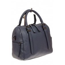 На фото 1 - Женская сумка из натуральной кожи с тиснением, цвет синий