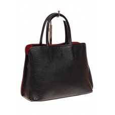 На фото 1 - Строгая женская сумка из натуральной кожи, цвет черный