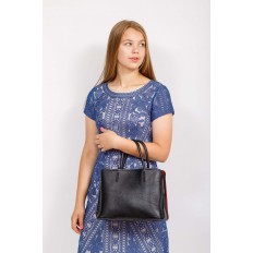 На фото 4 - Строгая женская сумка из натуральной кожи, цвет черный