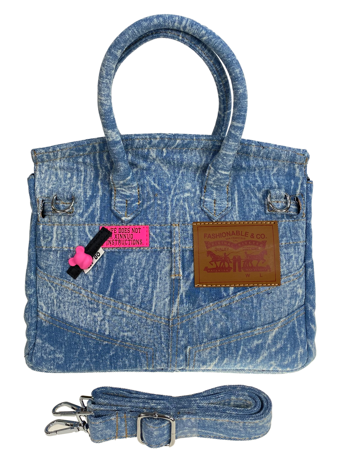 На фото 2 - Сумка женская джинсовая, цвет голубой