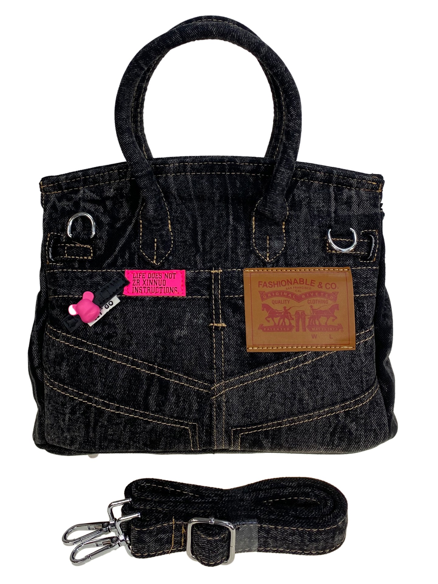 На фото 2 - Сумка женская джинсовая, цвет графит