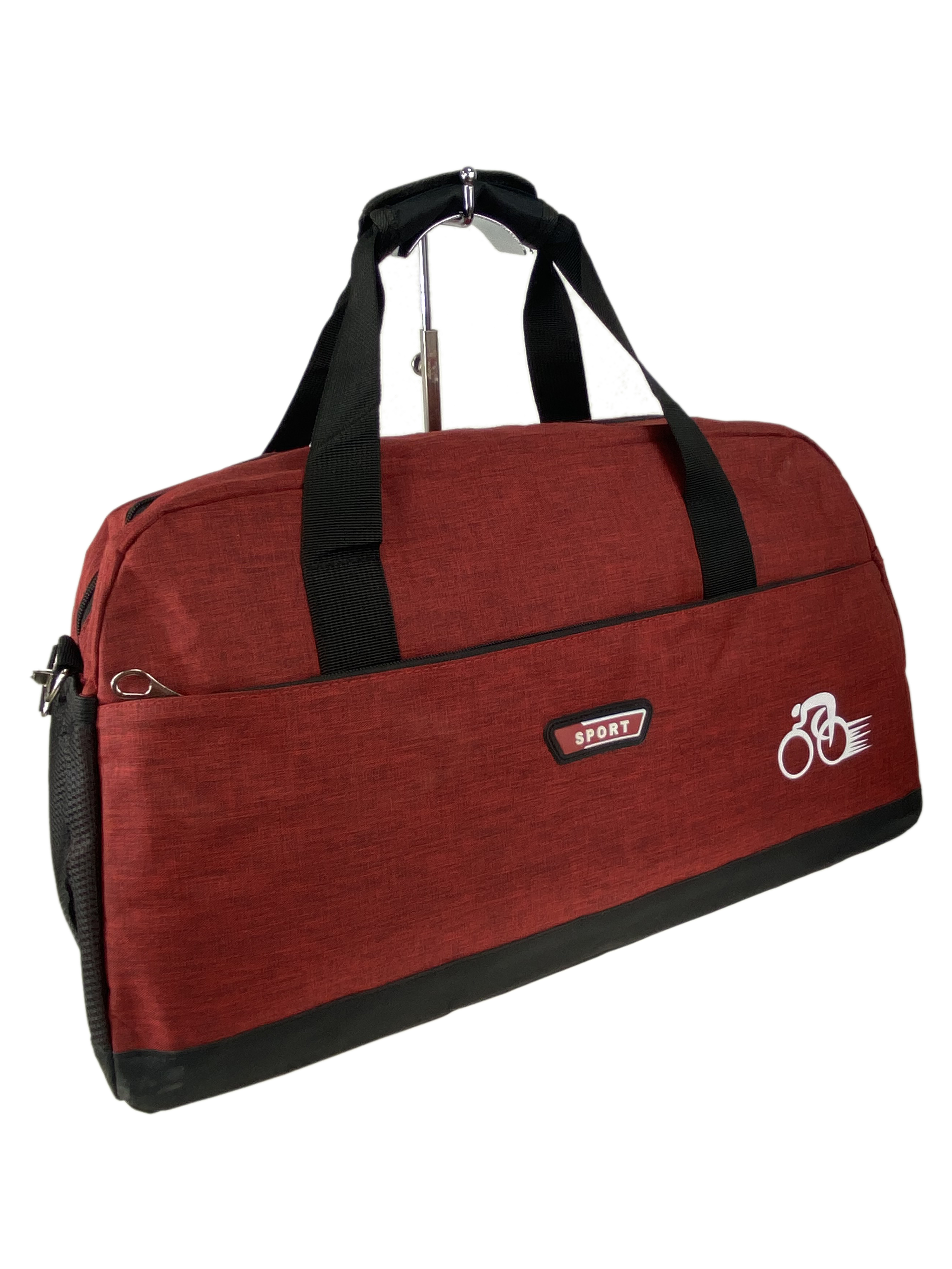 На фото 1 - Дорожная сумка из текстиля , цвет красный