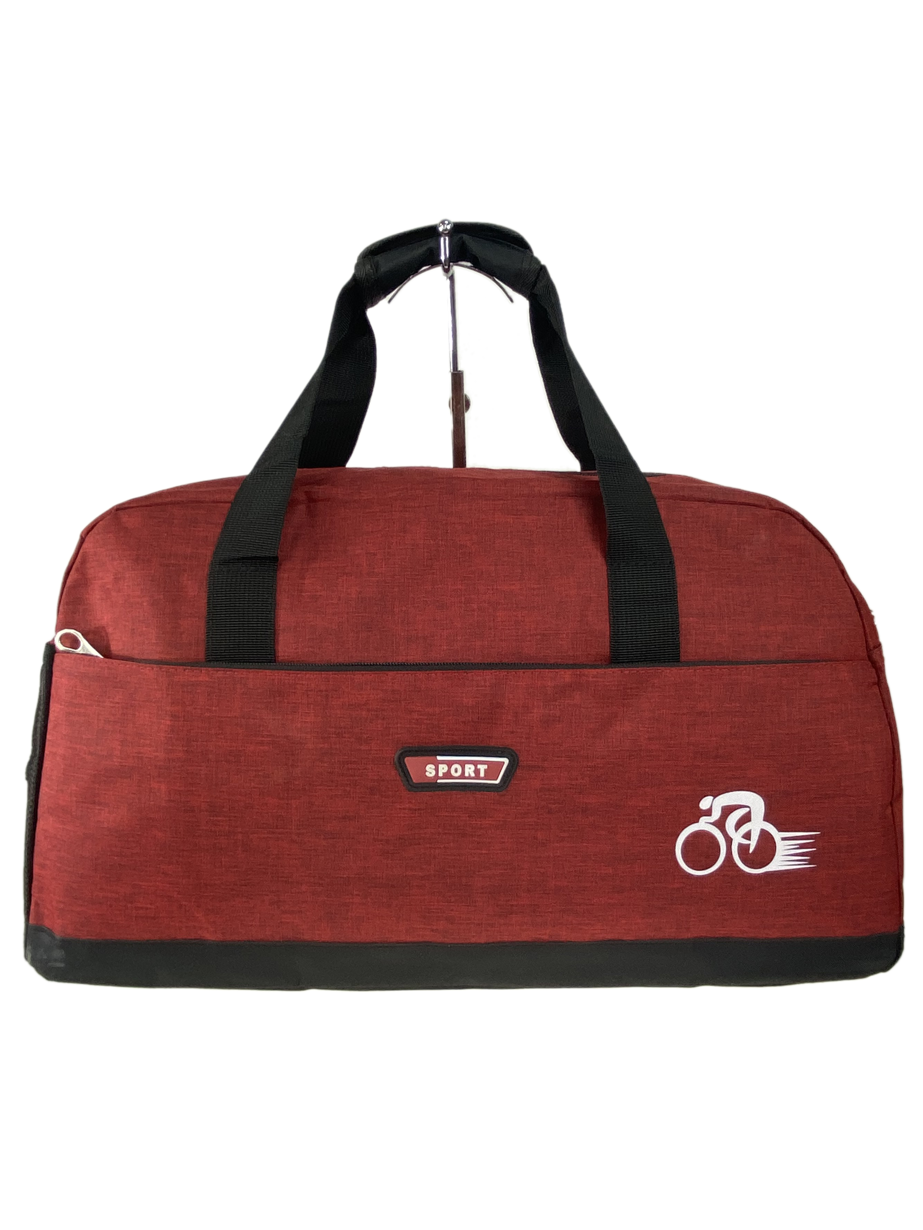 На фото 2 - Дорожная сумка из текстиля , цвет красный