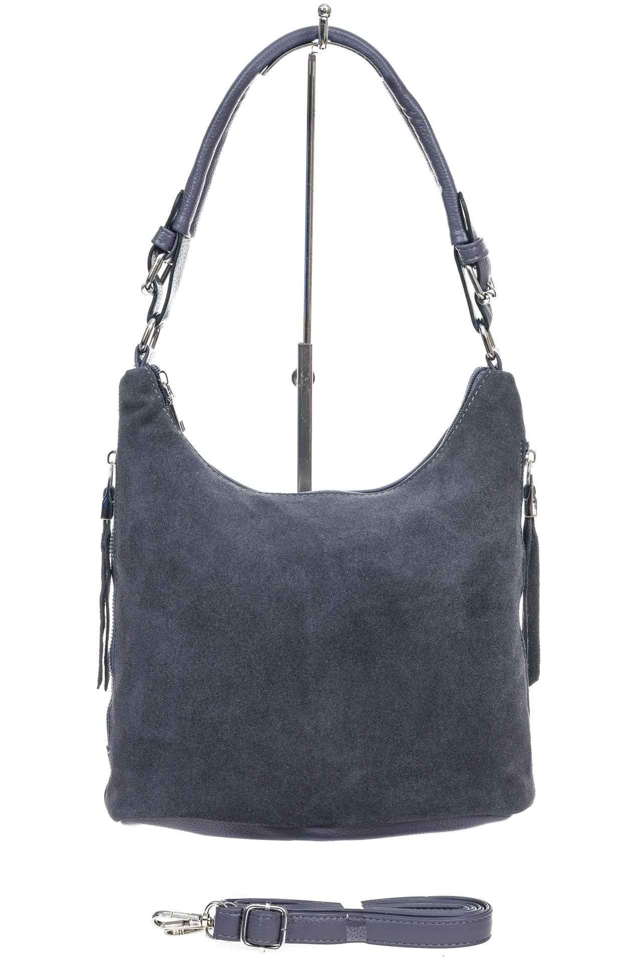 На фото 2 - Женская сумка из натуральной замши и  искусственной кожи, цвет серый