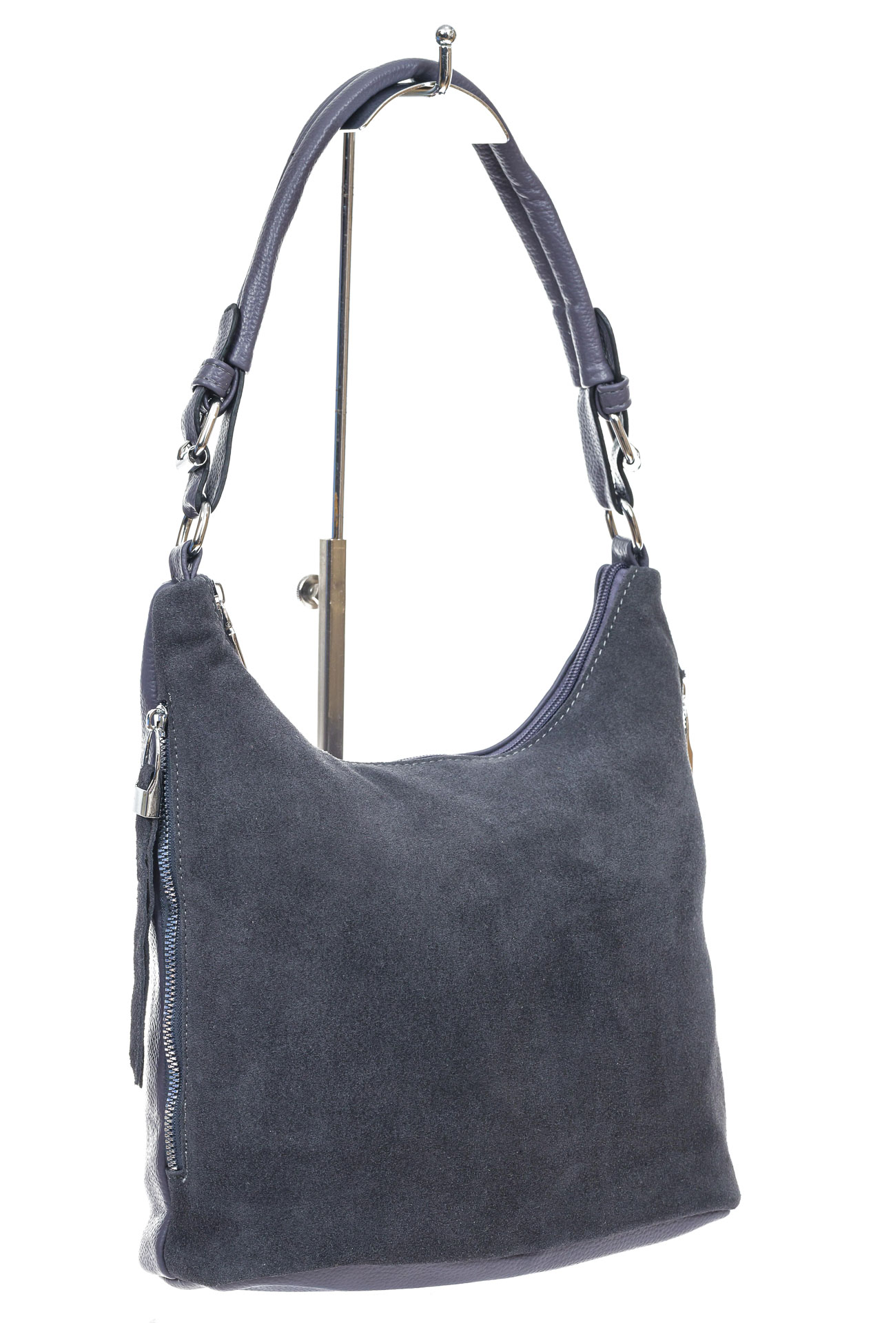 На фото 3 - Женская сумка из натуральной замши и  искусственной кожи, цвет серый