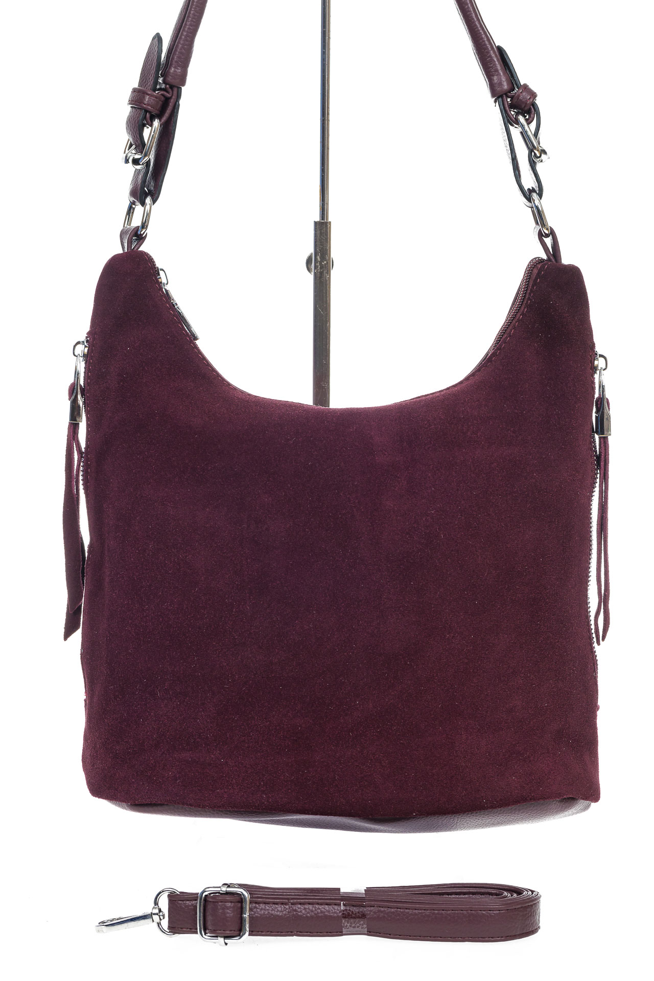 На фото 2 - Женская сумка из натуральной замши и  искусственной кожи, цвет бордо