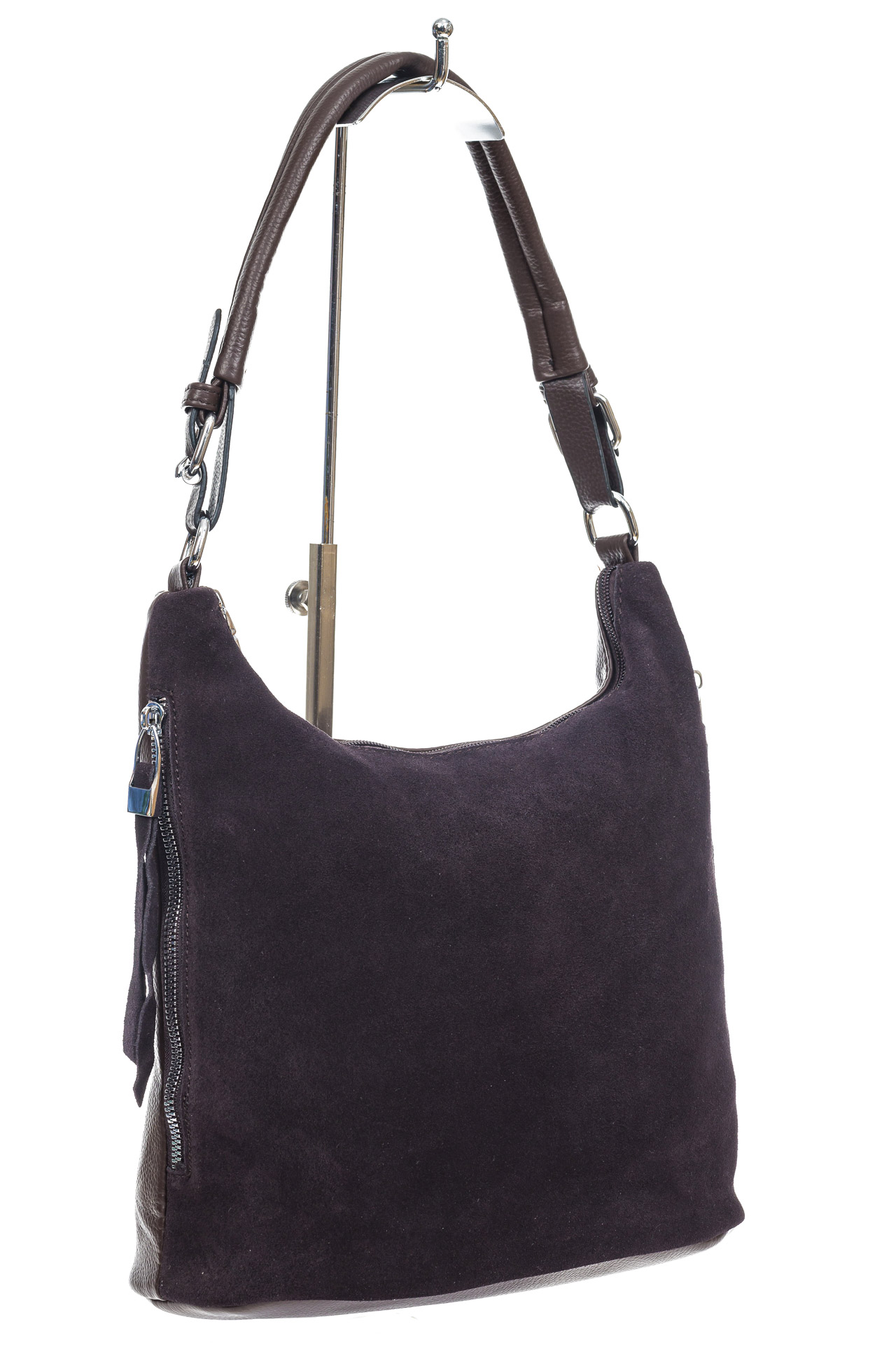 На фото 3 - Женская сумка из натуральной замши и  искусственной кожи, цвет шоколад