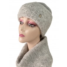 На фото 1 - Комплект шапка женская и снуд, цвет серый
