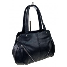 На фото 1 - Женская сумка из искусственной кожи, цвет  черный