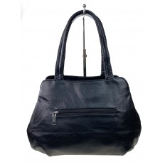 На фото 2 - Женская сумка из искусственной кожи, цвет  черный