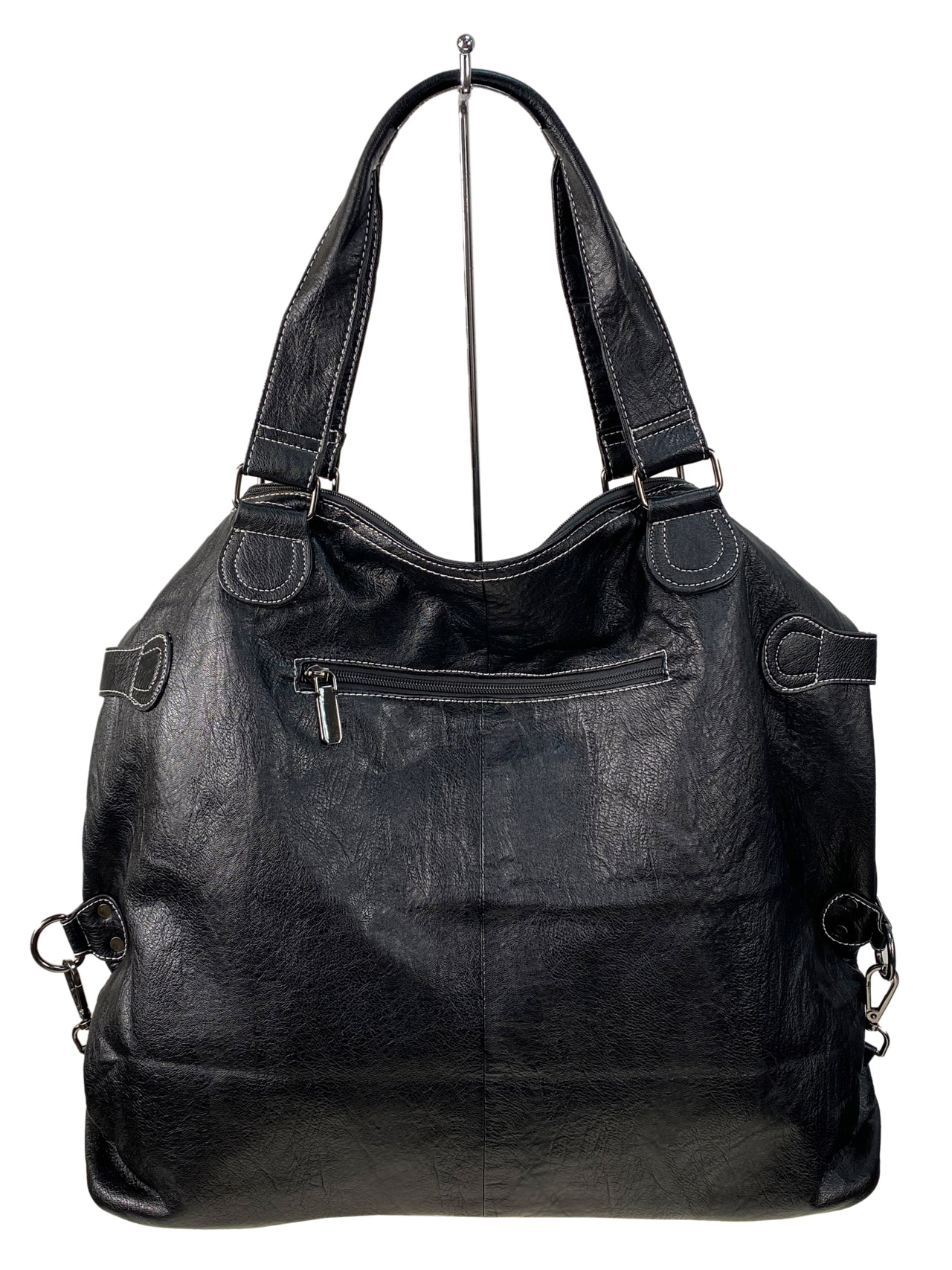 На фото 2 - Женская сумка тоут из искусственной кожи цвет черный