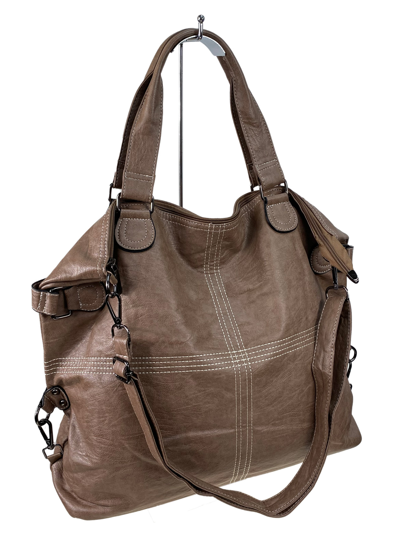 На фото 1 - Женская сумка тоут из искусственной кожи цвет коричневый
