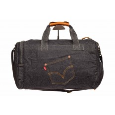 На фото 3 - Дорожная сумка из джинсовой ткани, цвет темно-серый
