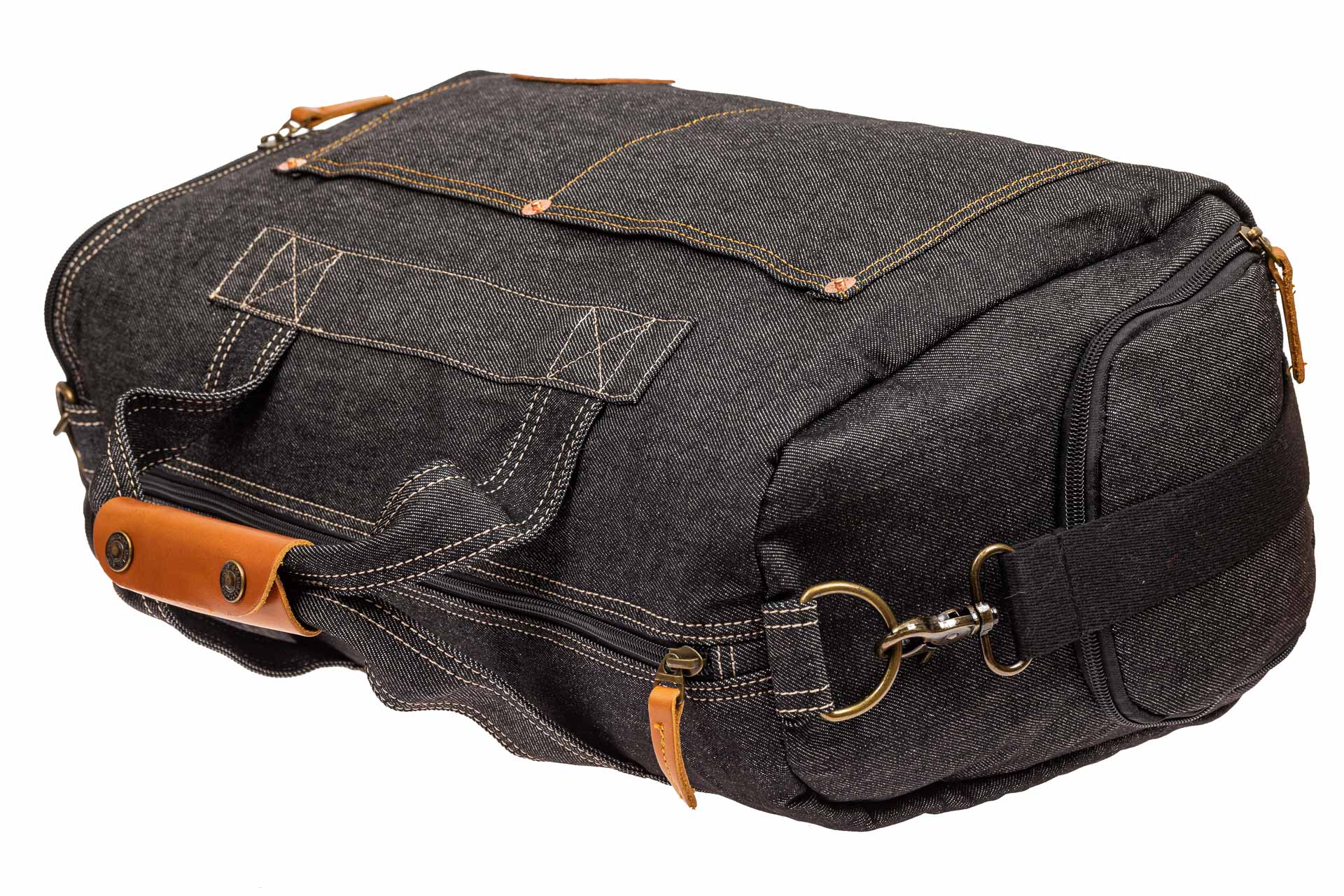 На фото 4 - Дорожная сумка из джинсовой ткани, цвет темно-серый