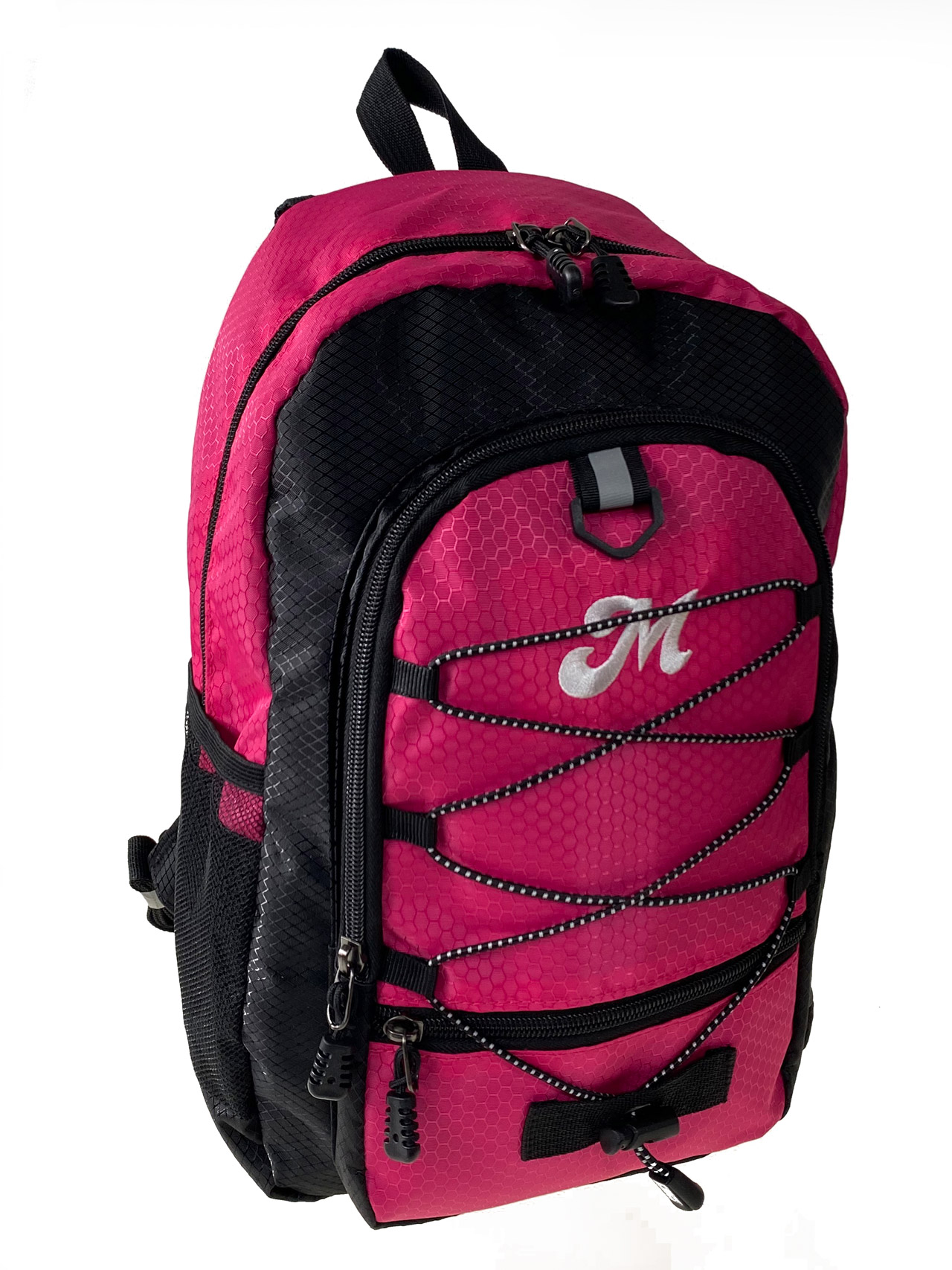 На фото 1 - Молодежный рюкзак из текстиля, цвет фуксия с черным 