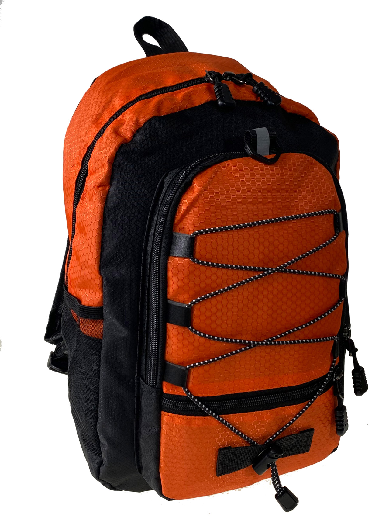 На фото 1 - Молодежный рюкзак из текстиля, цвет оранжевый с черным 
