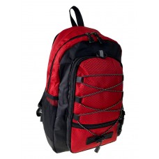 На фото 1 - Молодежный рюкзак из текстиля, цвет красный с черным 