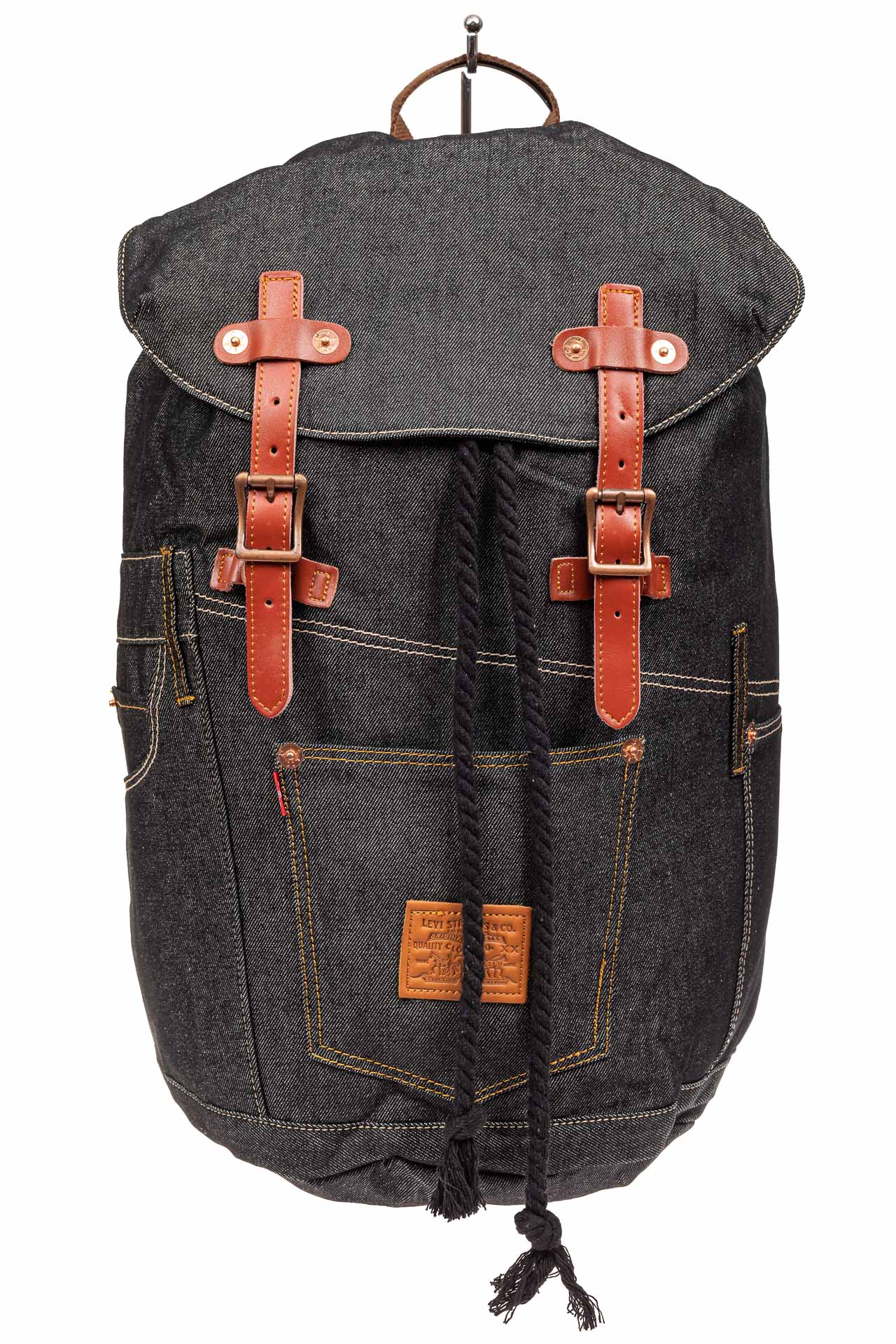 На фото 2 - Городской рюкзак мужской из джинсовой ткани, цвет темно-серый