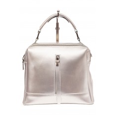 На фото 2 - Женская сумка кросс-боди из натуральной кожи, цвет серебро