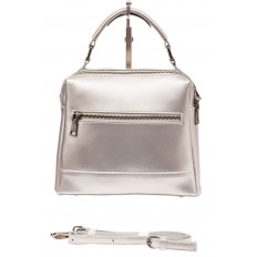 На фото 3 - Женская сумка кросс-боди из натуральной кожи, цвет серебро