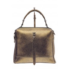 На фото 2 - Женская сумка кросс-боди из натуральной кожи, цвет золото