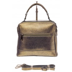На фото 3 - Женская сумка кросс-боди из натуральной кожи, цвет золото