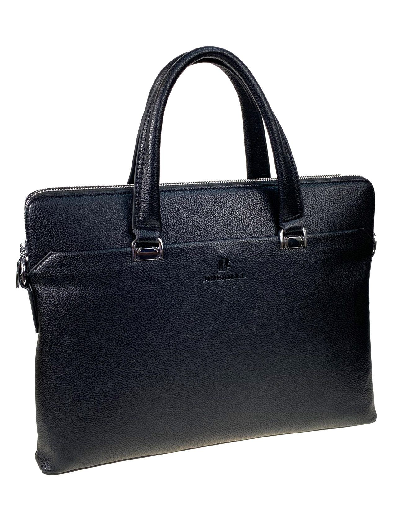 На фото 1 -  Мужская сумка-портфель из натуральной кожи, цвет чёрный