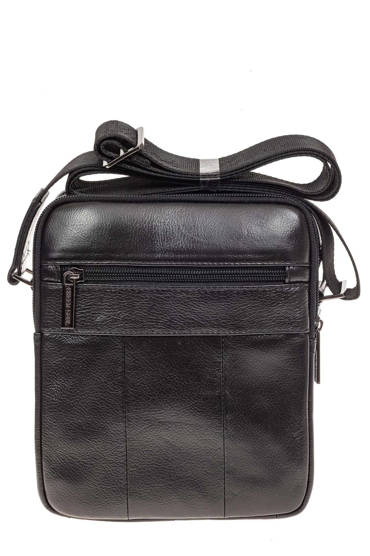 На фото 3 - Небольшая мужская сумка из натуральной кожи, цвет черный
