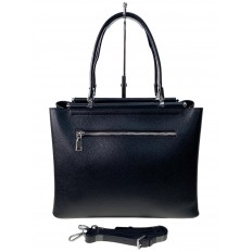 На фото 2 - Классическая женская сумка из натуральной кожи, цвет черный