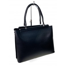 На фото 3 - Классическая женская сумка из натуральной кожи, цвет черный