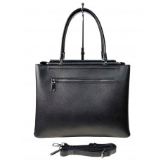 На фото 2 - Классическая женская сумка из натуральной кожи, серый металлик