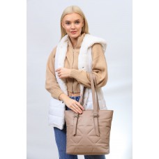 На фото 1 - Женская сумка тоут из искусственной кожи, цвет молочный