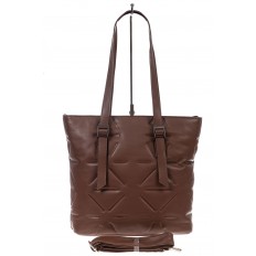 На фото 2 - Женская сумка тоут из искусственной кожи, цвет  коричневый