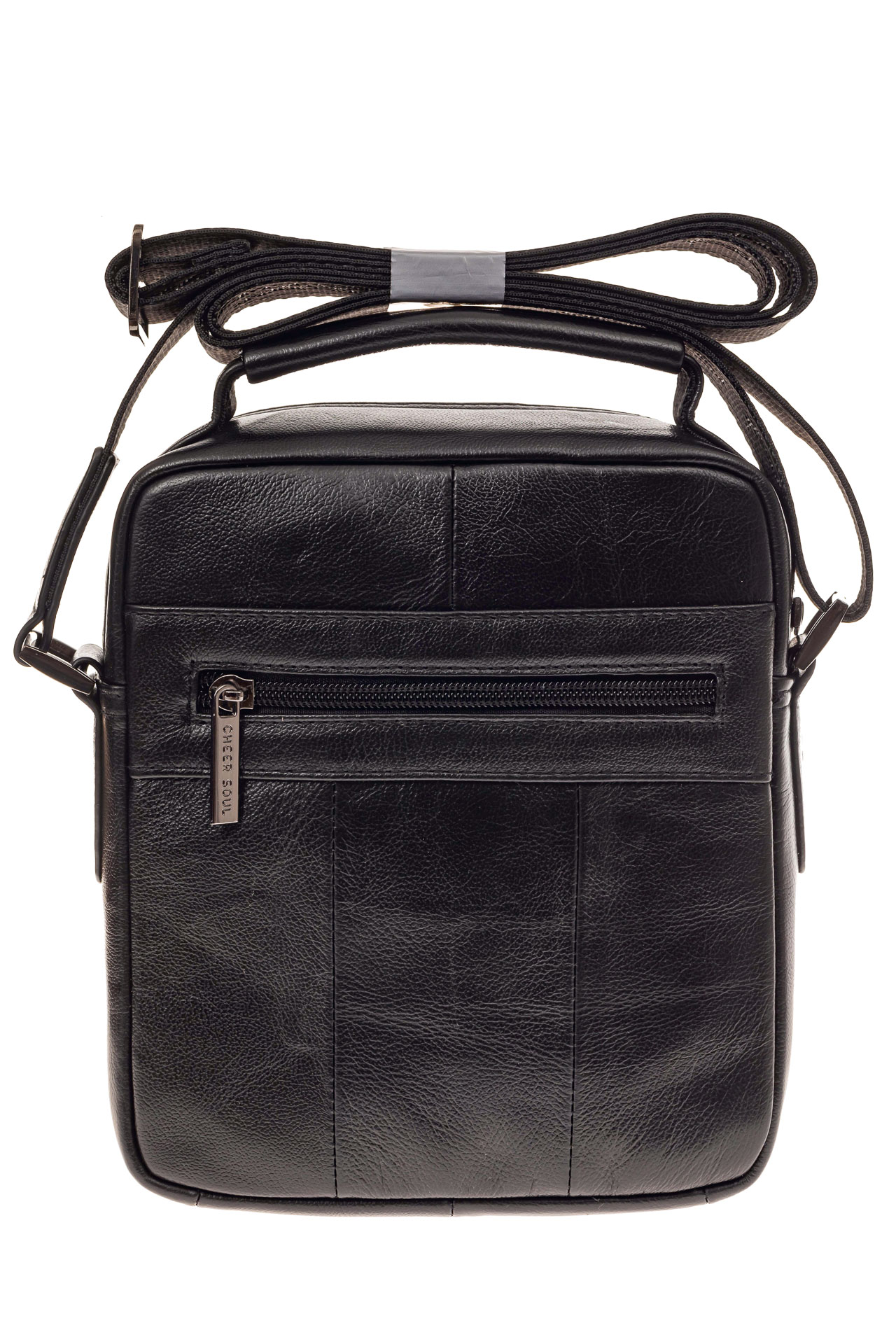 На фото 3 - Мужская сумка с клапаном на каждый день, натуральная кожа, цвет черный