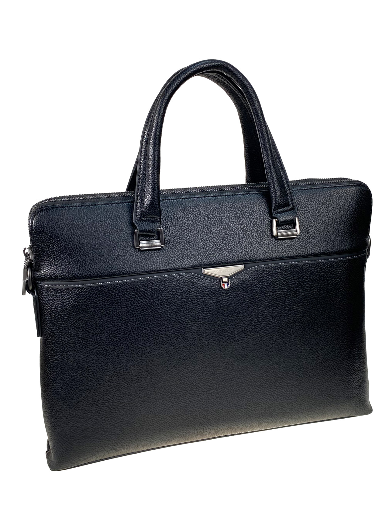На фото 1 -  Мужская сумка-портфель из натуральной кожи, цвет чёрный