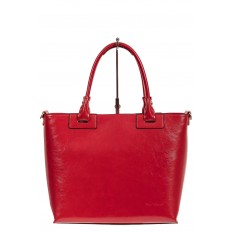 На фото 2 - Кожаная сумка-тоут, цвет красный